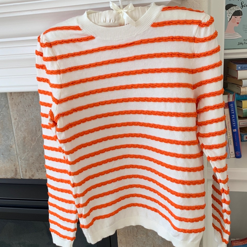 Vibrant Orange Striped Women's Sweater